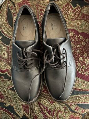 Clarks Ladies Dark Brown Leather Derby Shoes - Comfortable Lace-Up